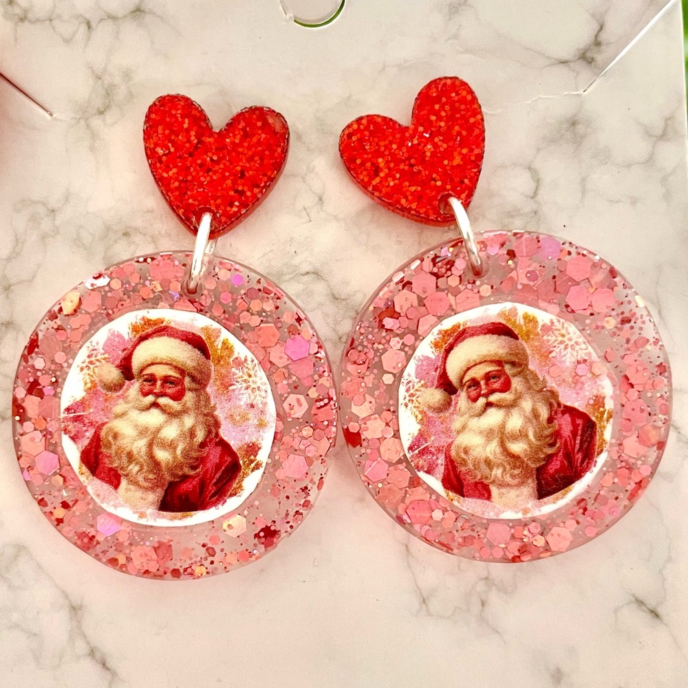 Santa Acrylic Dangle Earrings